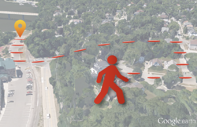 Plot or use predefined walking routes through Appleton