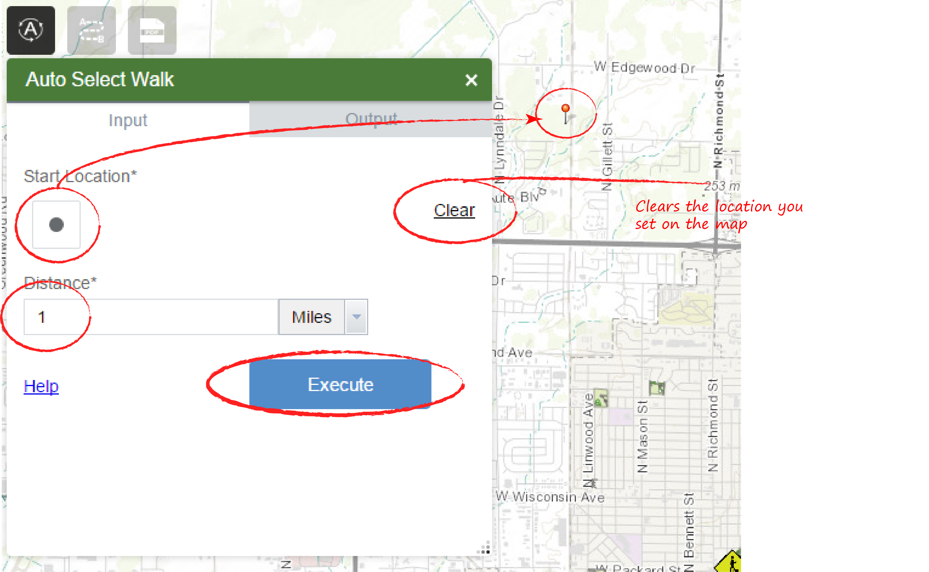 Click to select theroute and identify approximate time and distance to ...